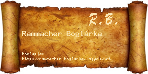 Rammacher Boglárka névjegykártya